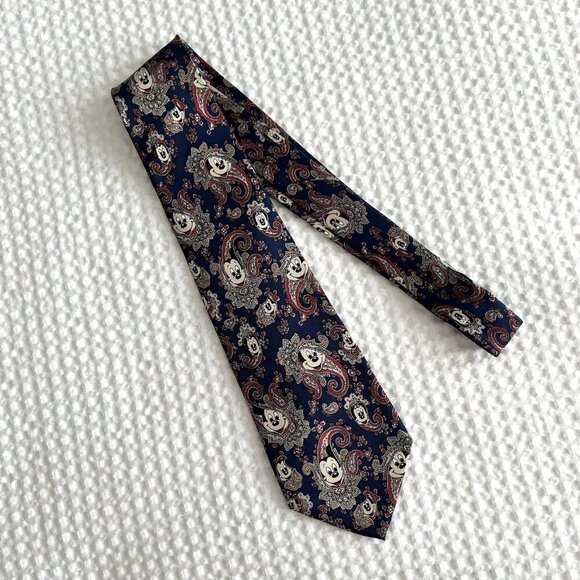 Vintage Mickey Mouse Paisley Print Tie Balancine Tie Works Silk Preppy‎ Disney - Picture 2 of 7